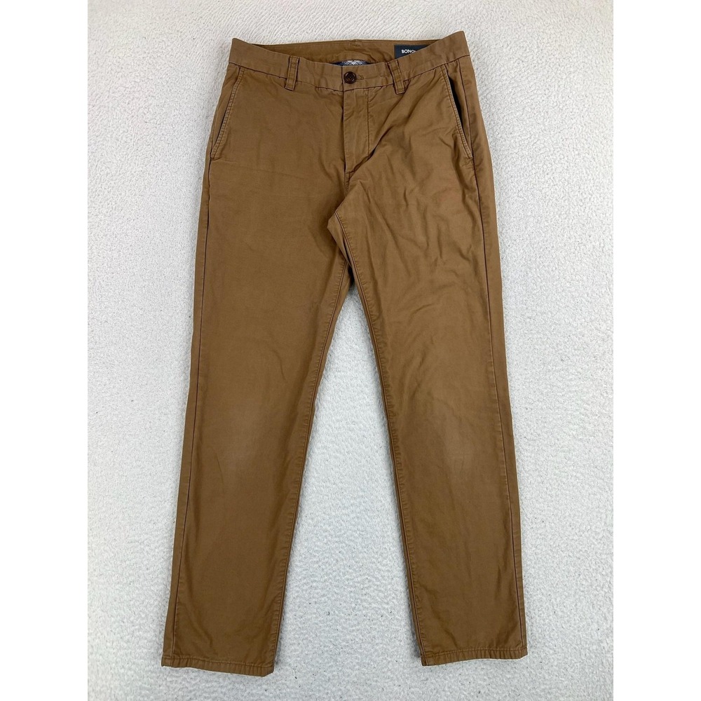 Bonobos Pants Mens 29x30 Brown Slim Fit Flannel Lined Cotton Chino Casual Winter